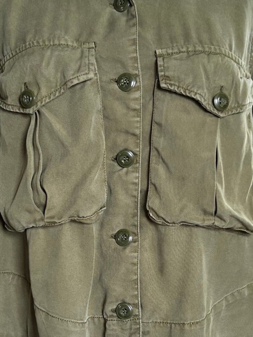 Pistola Olive Army Green Tencel Utility Button Down Shirt XS - Picture 3 of 8